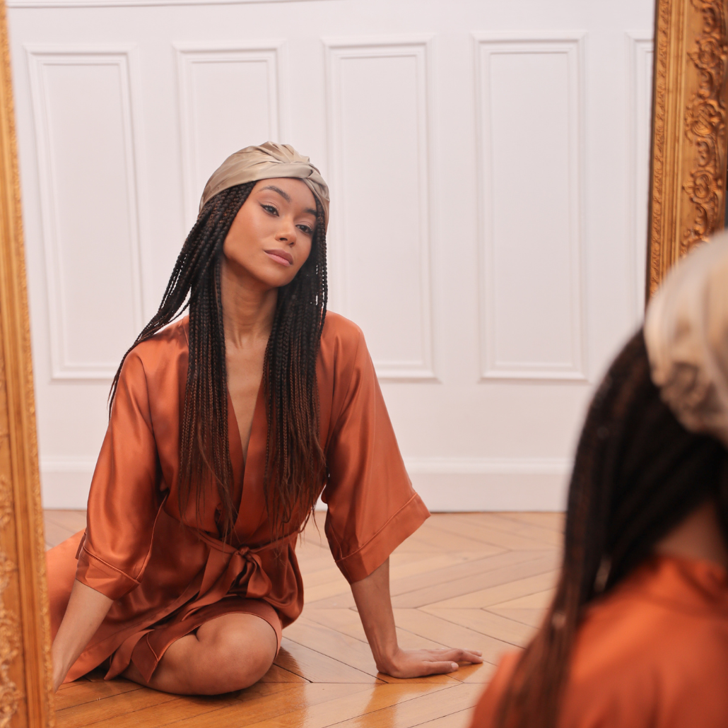 Turban protecteur en soie de nuit 19 Momme – Élégance et soin pour vos cheveux