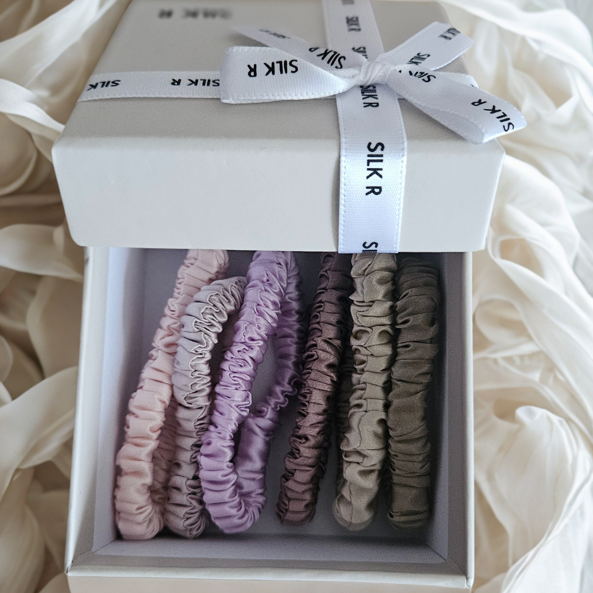 Lot de 6 élastiques en soie – Couleurs pastel estivales