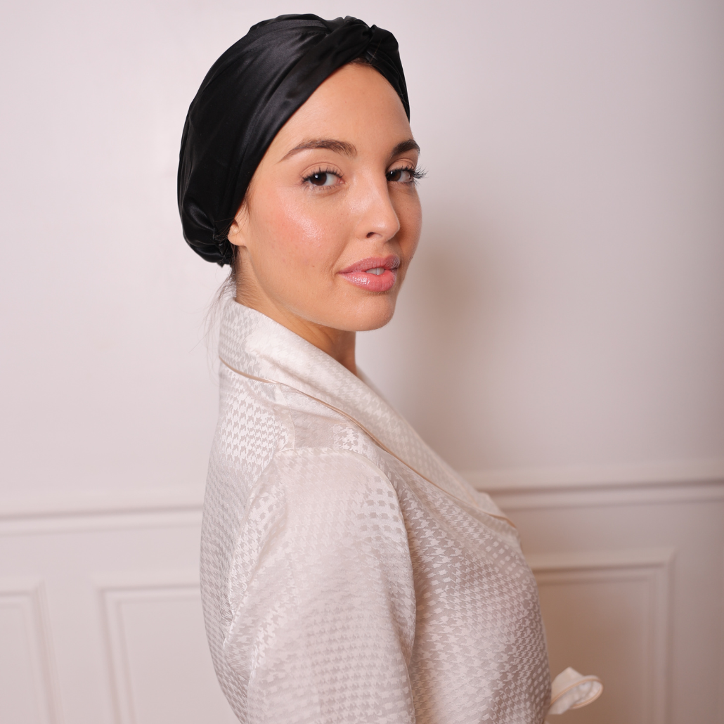 Turban protecteur en soie de nuit 19 Momme – Élégance et soin pour vos cheveux