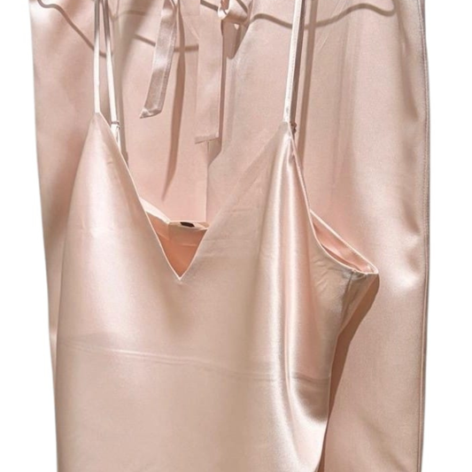 Ensemble pyjama en soie rose poudré