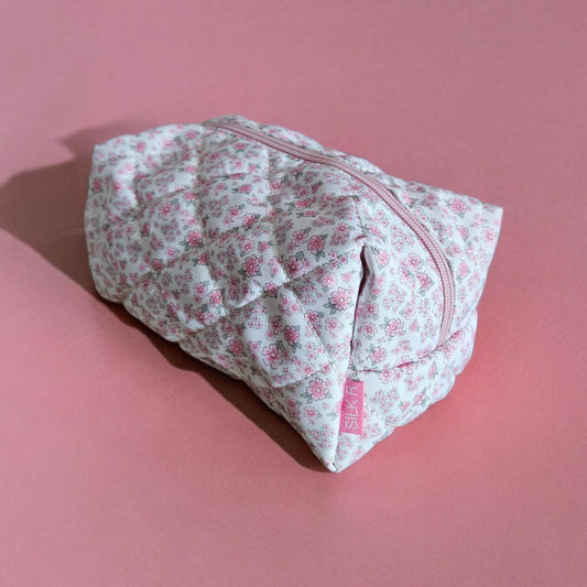 Pink floral toiletry bag