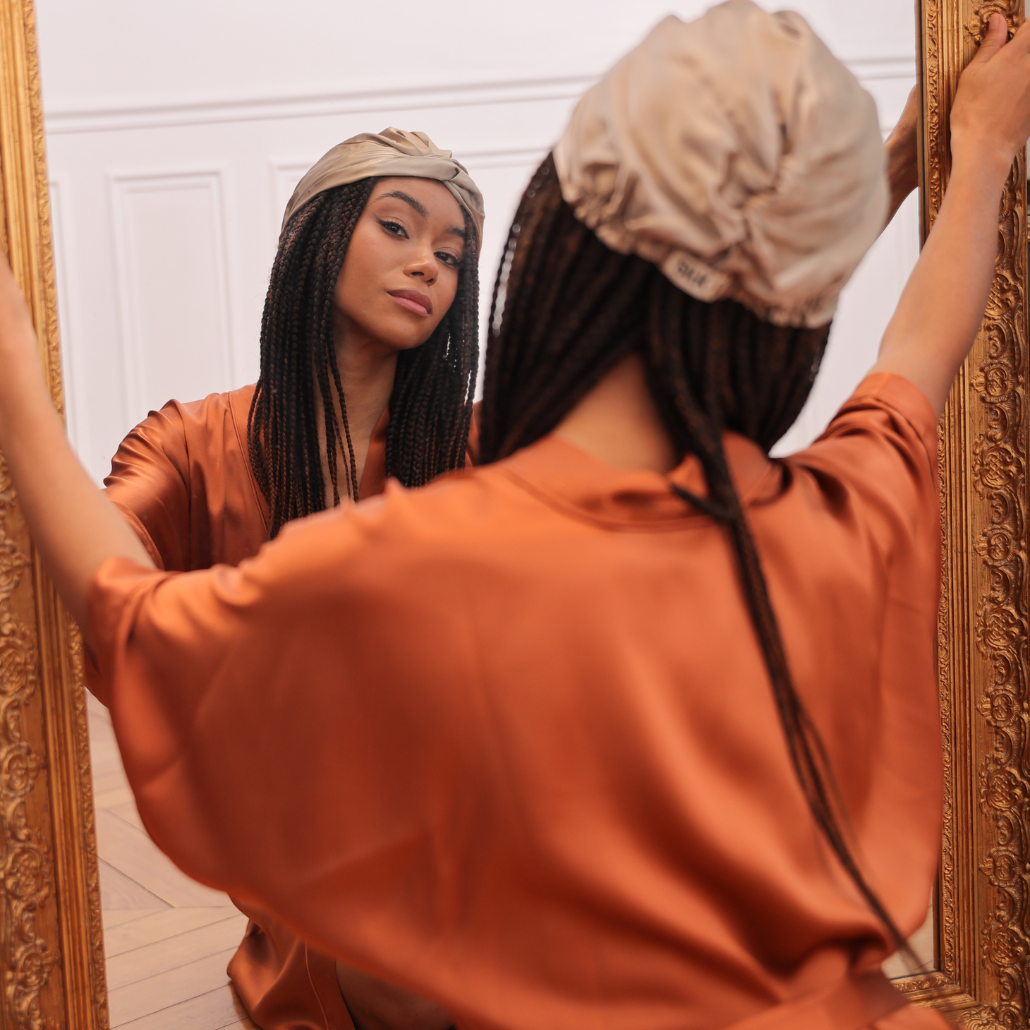 Turban protecteur en soie de nuit 19 Momme – Élégance et soin pour vos cheveux