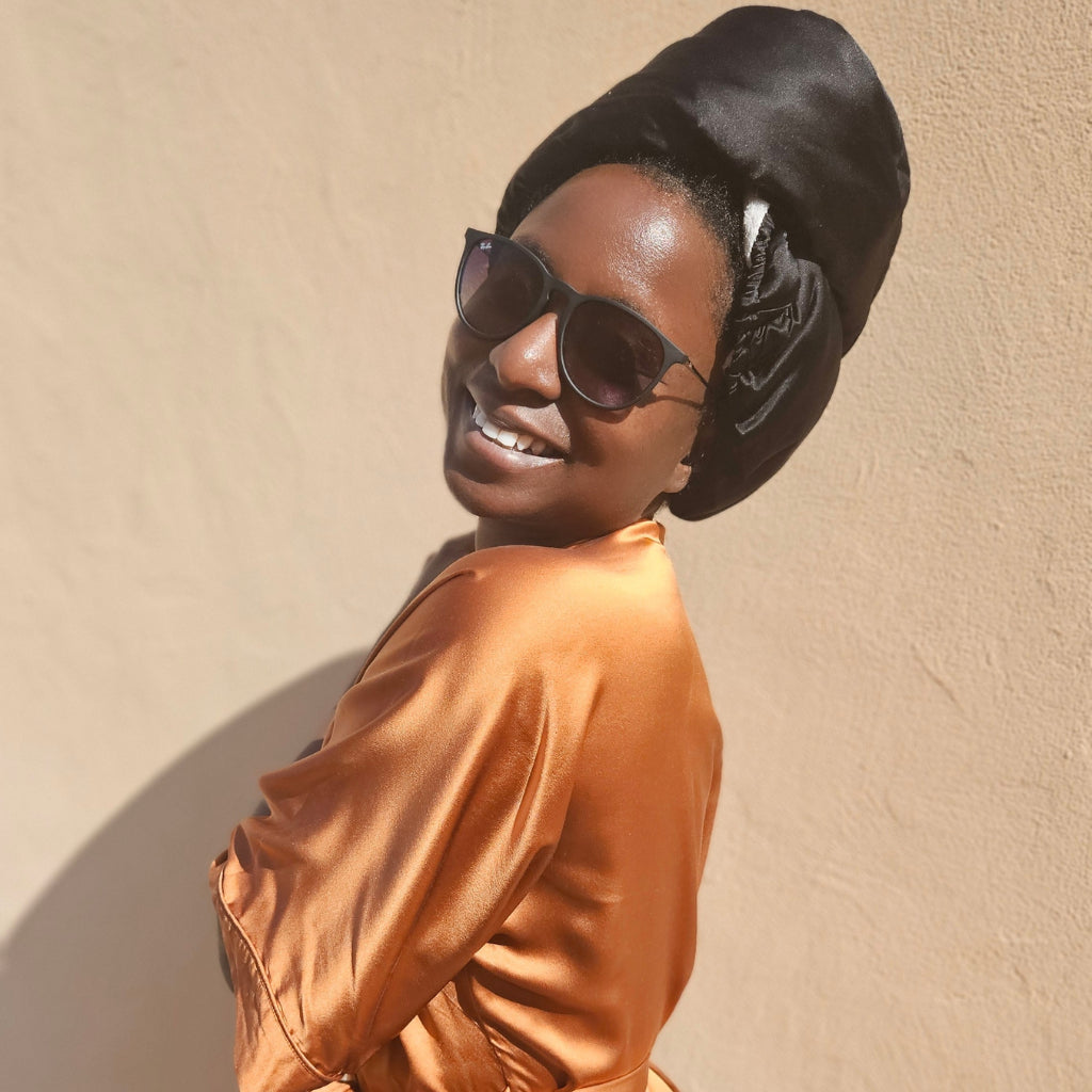 Turban serviette réversible en microfibre et Soie 19 momme – Soin optimisé après la douche